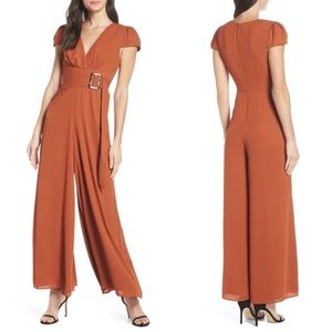 Fame & Partners Posie Jumpsuit Wide Leg Red Ochre Neutral Minimal Boho Sz 0